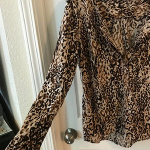 Merona Tops - Long Sleeve Leopard Blouse - large Merona Tops - Long Sleeve Leopard Blouse - large